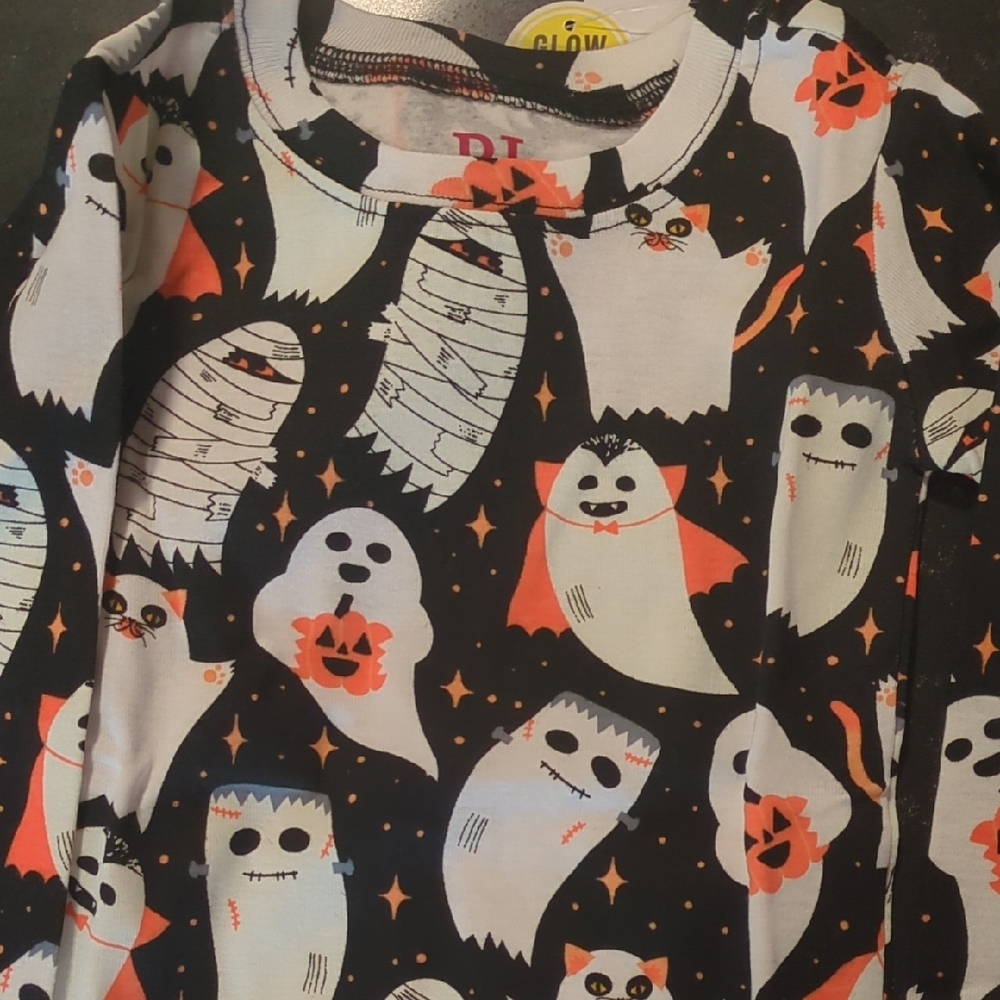 PJ Place NWT Kids Glow In The Dark Halloween Ghost Pants Shirt Matching Set - Picture 5 of 12